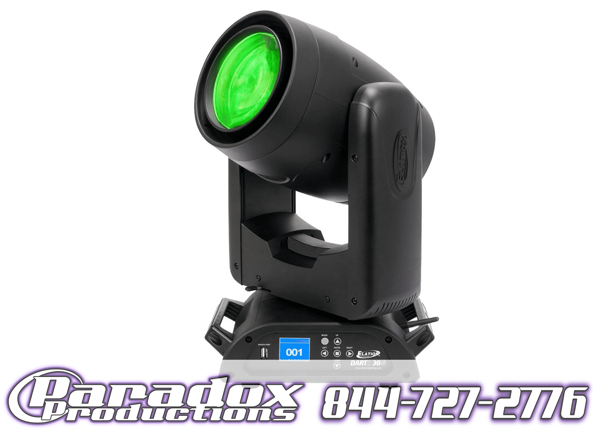 A moving light with a green light on it.