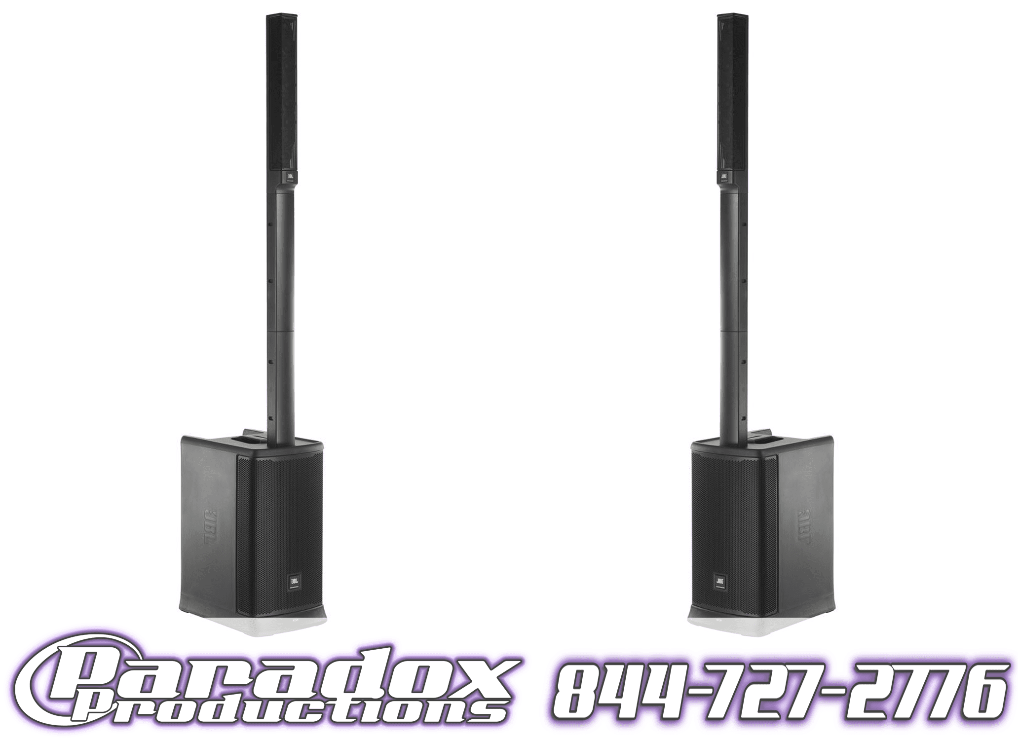 Two JBL Eon One Speaker Packages on a white background.