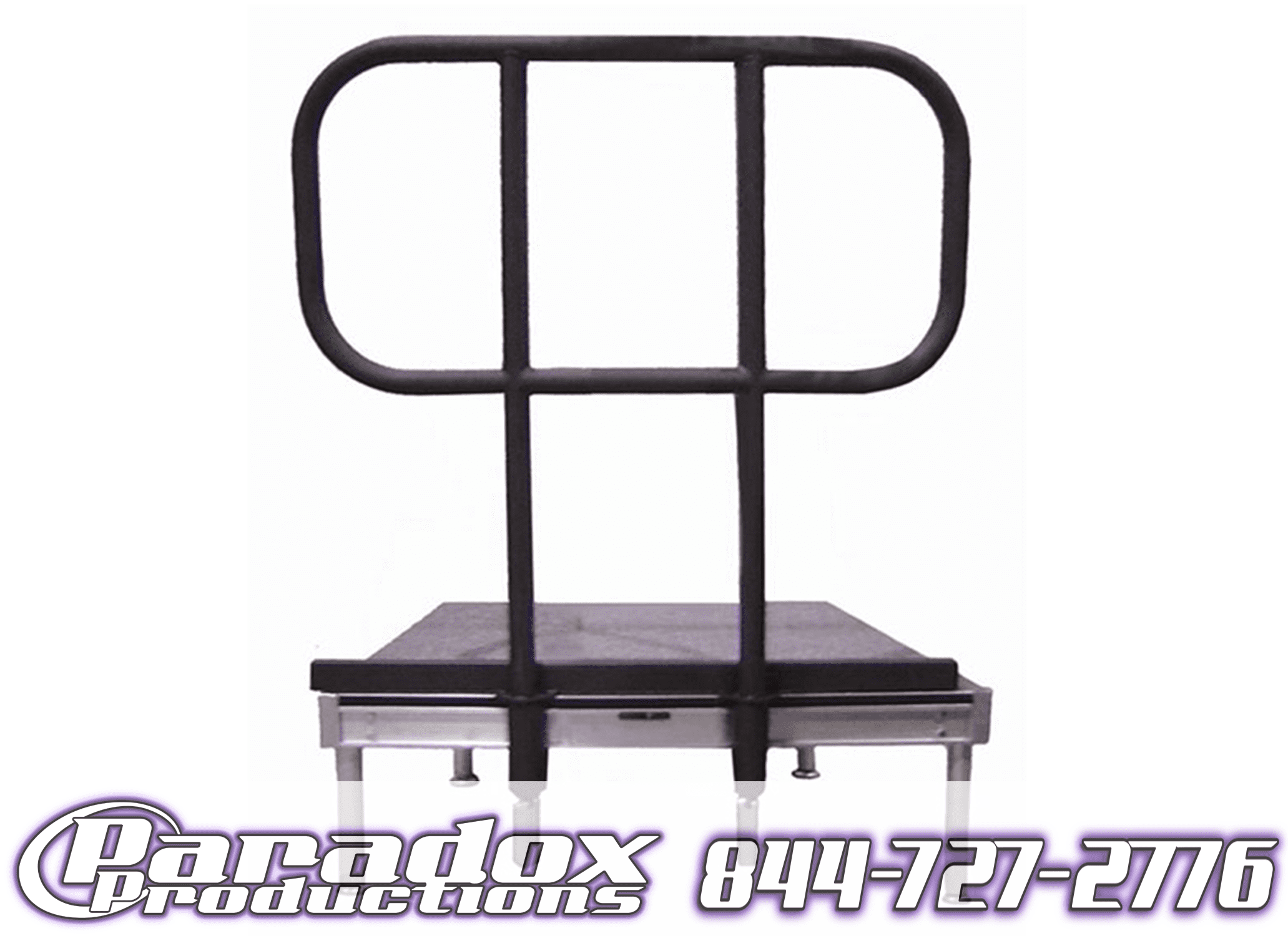 Black stage railing.