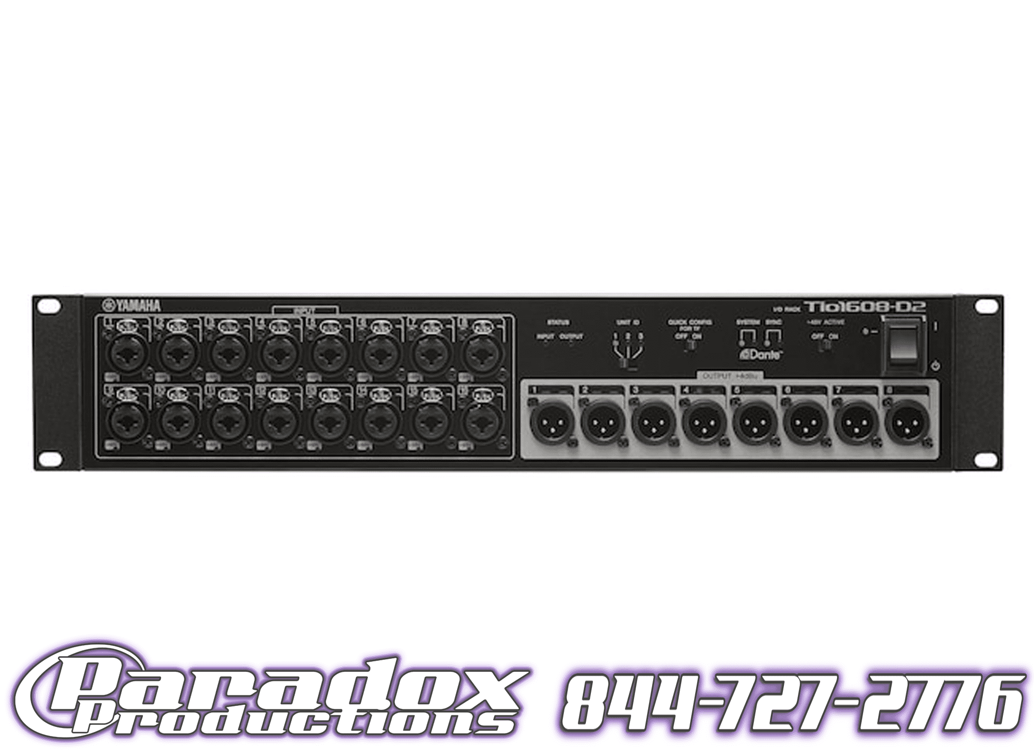A Yamaha Stagebox, featuring multiple input and output connectors, displayed against a white background.