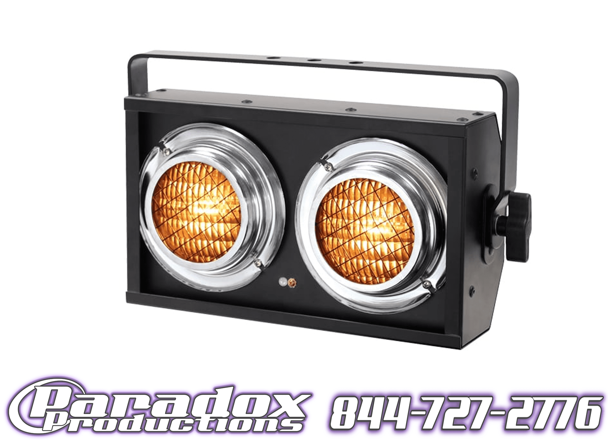 A pair of spotlights on a white background.