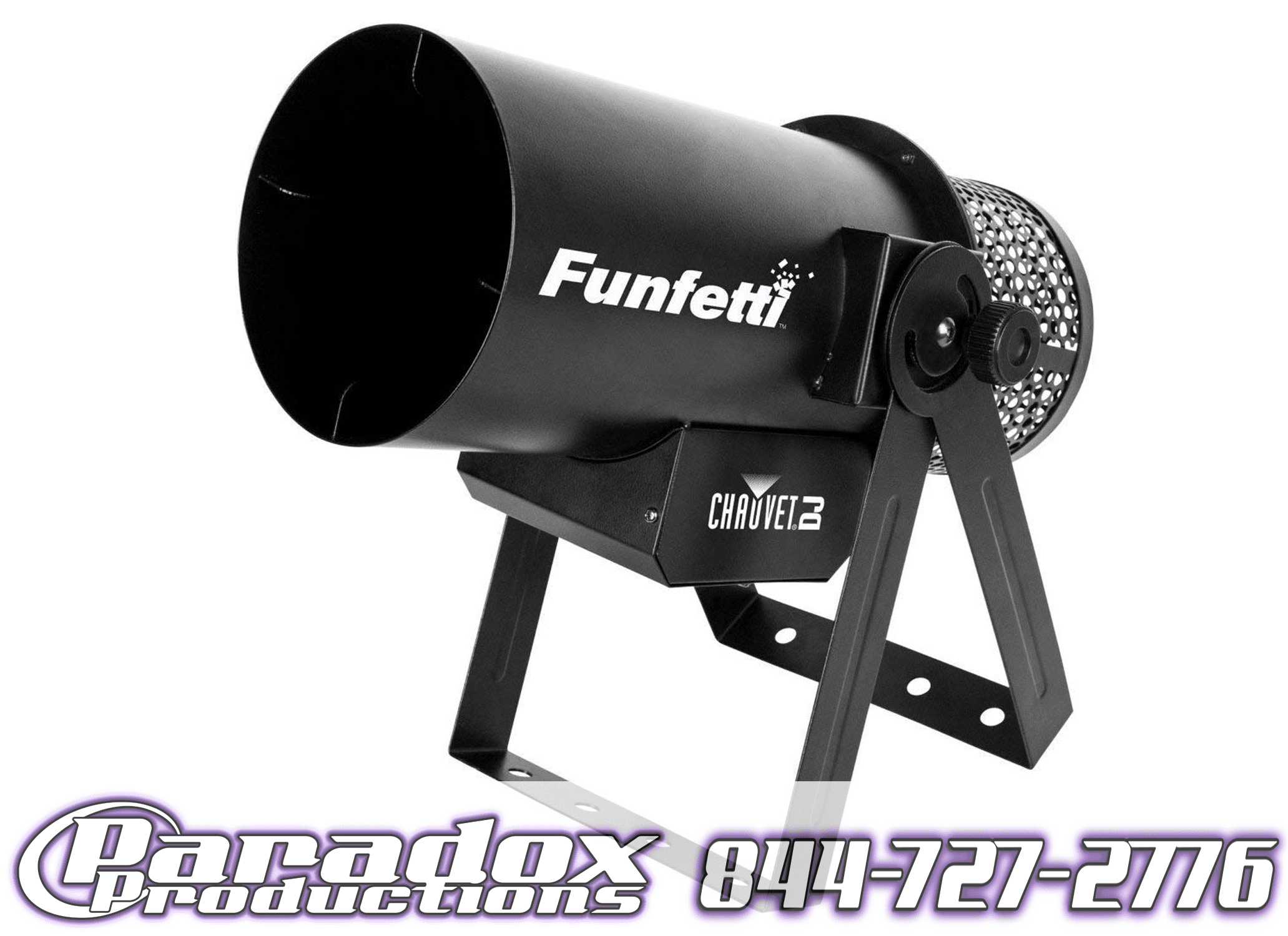 A black light with the word funfetti on it.