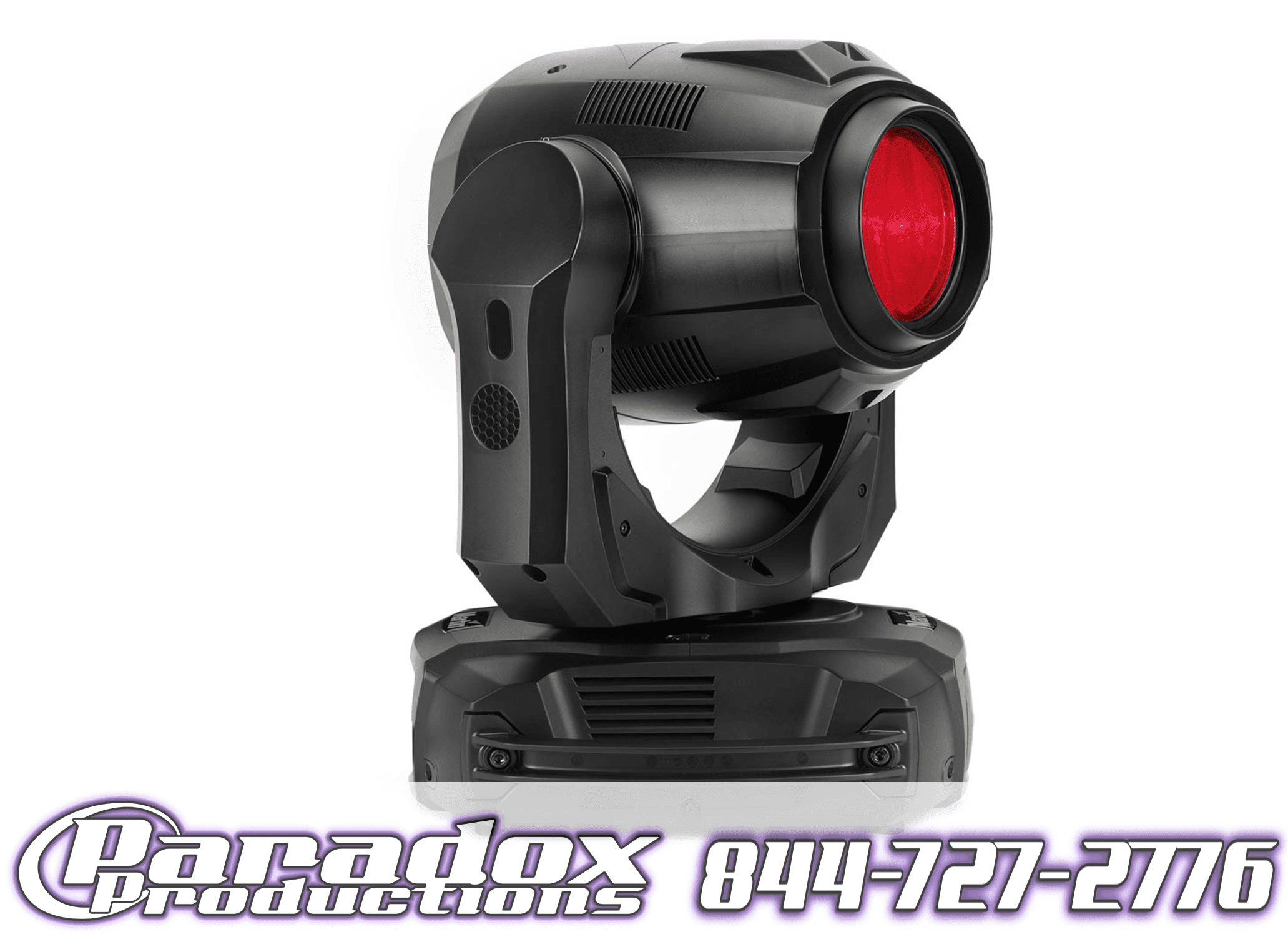 A moving light with a red light on top.