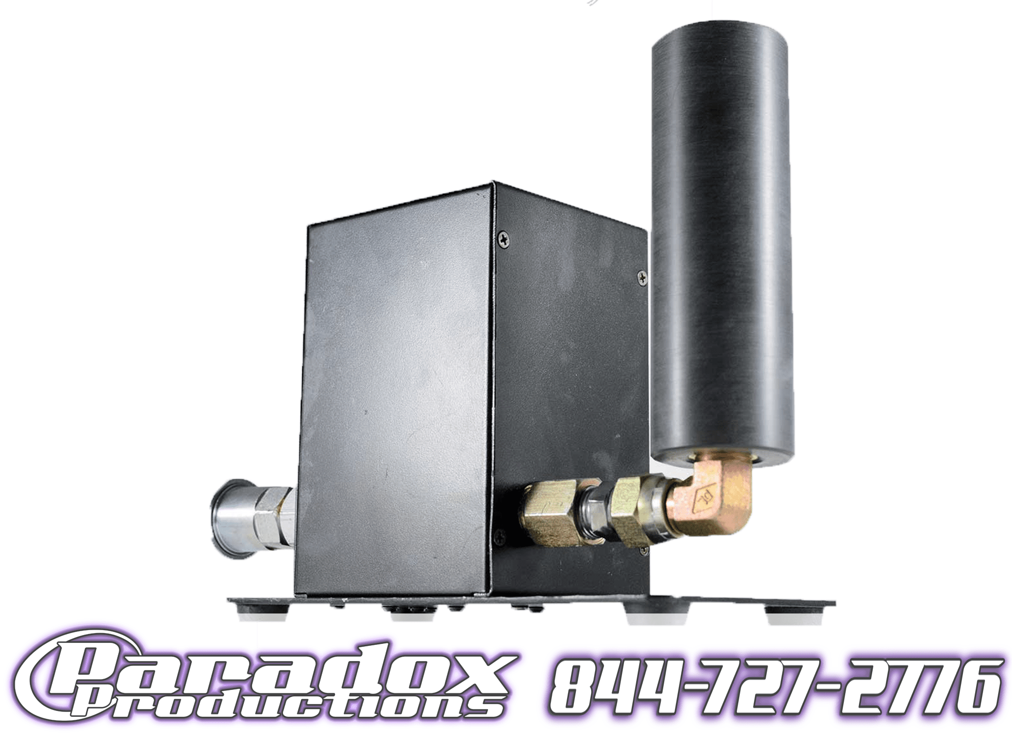 A black box with a pipe attached to it.