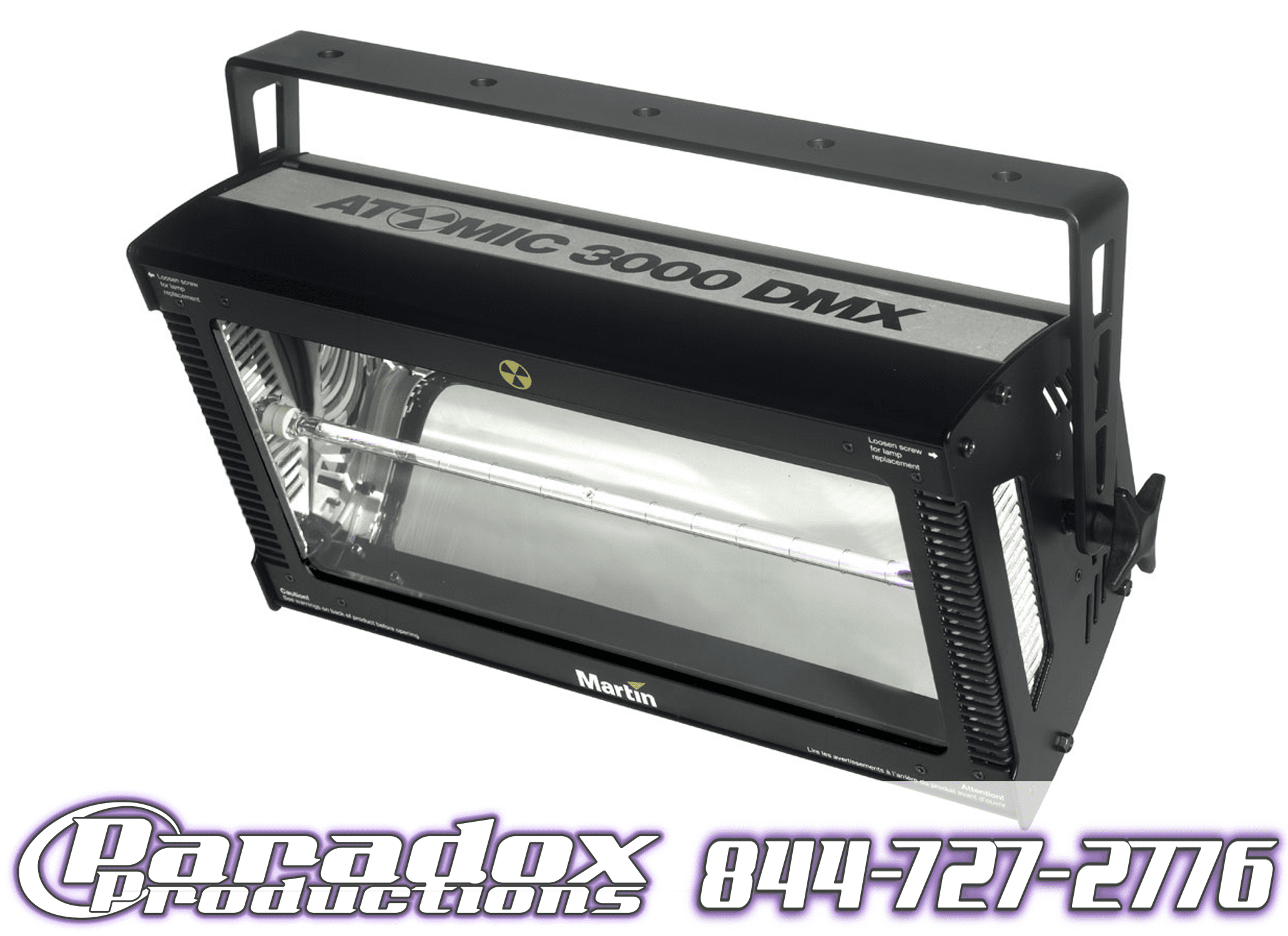 A light with a black frame and a white background.